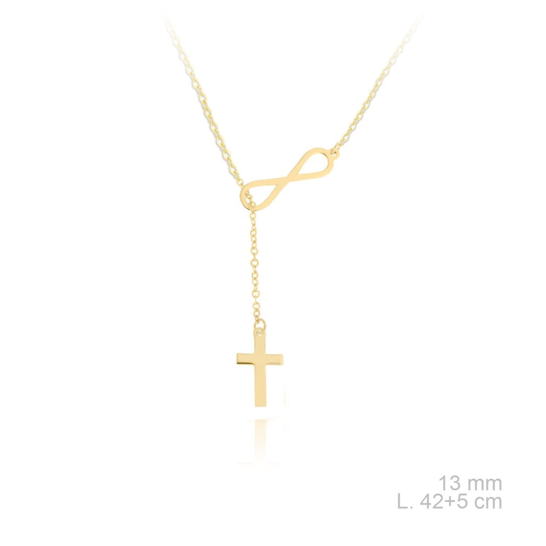 Feine 925 Silber Halskette - Infinity Kreuz - Silber oder Gold Halsketten KOOMPLIMENTS Vergoldet 