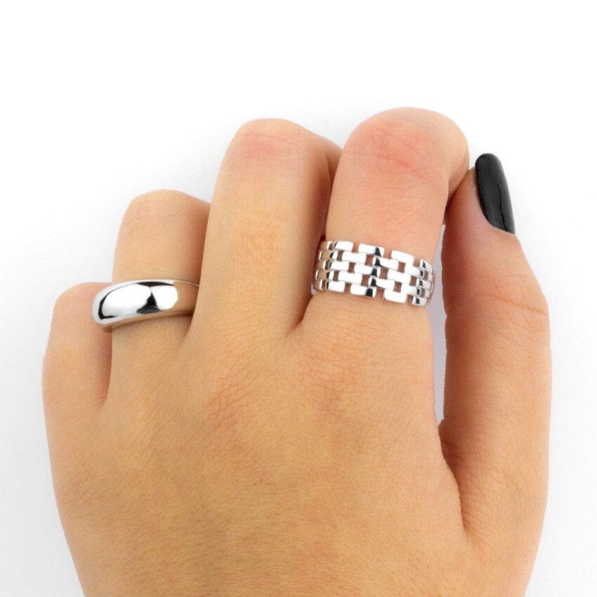 Moderner Silber Ring Kettenform Ringe KOOMPLIMENTS 