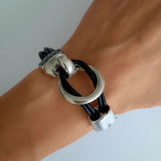 Schwarzes Leder Armband Silber - Cinturon Armband KOOMPLIMENTS